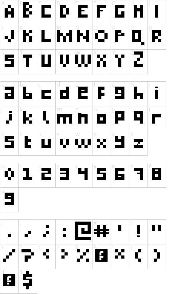 boldp Regular font character map