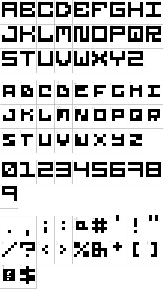 5Futurebit Regular font character map