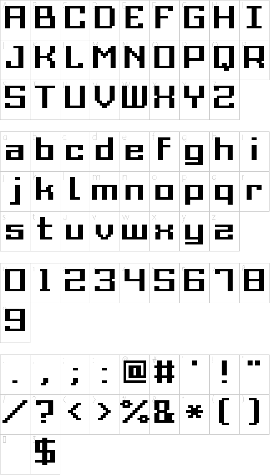 Grixel Acme 9 Regular Bold Xtnd font character map