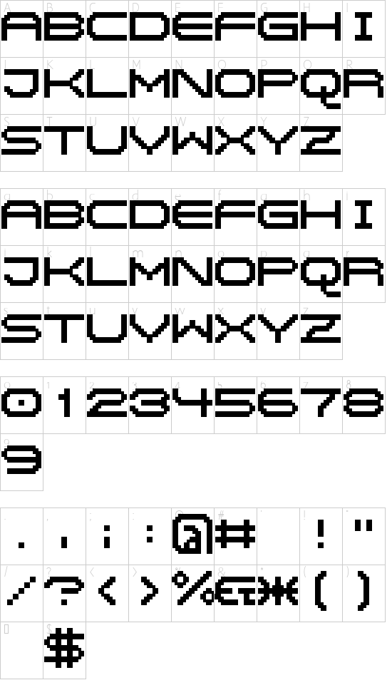 Birdy No2 font character map