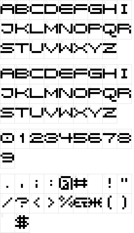 Birdy font character map