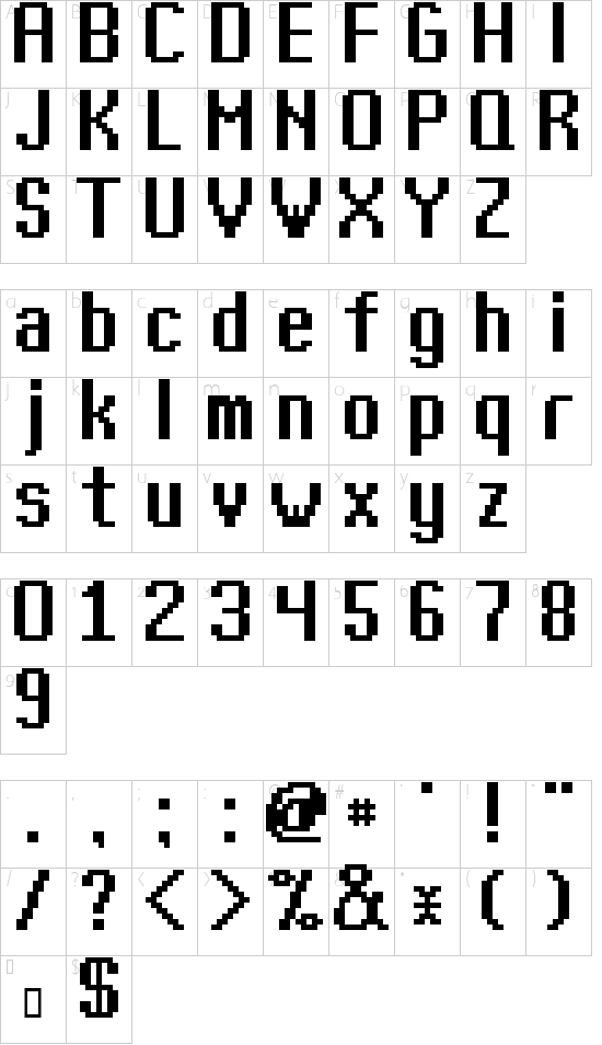 Kharon4a Bold font character map