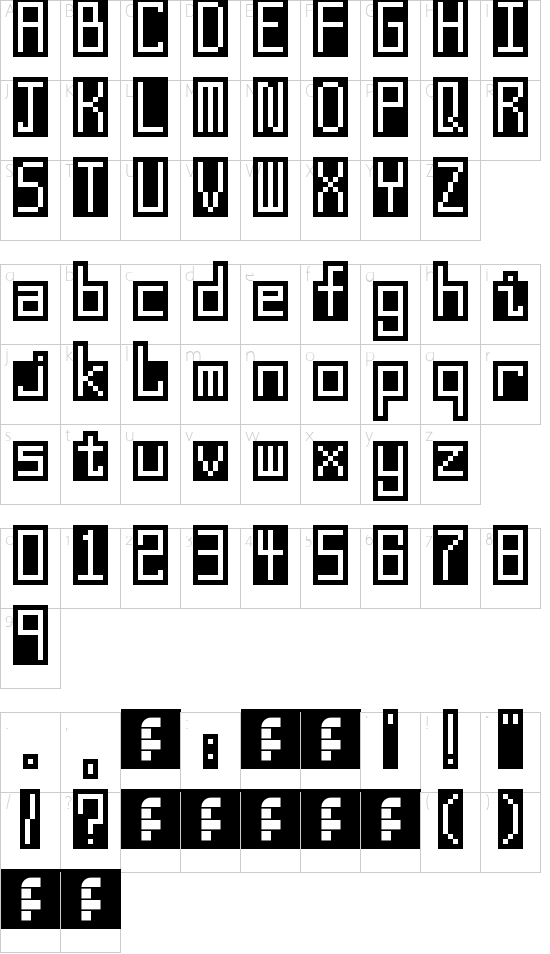 Final Regular font character map