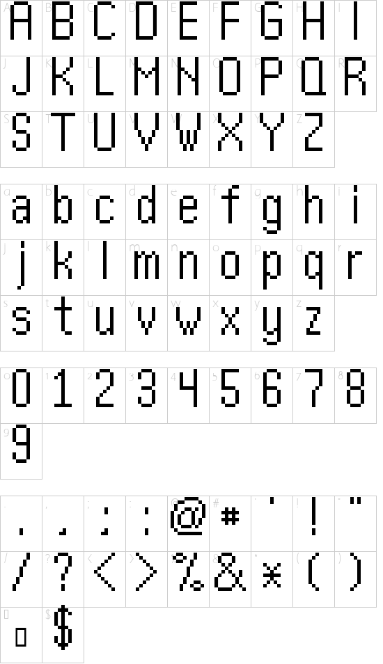 Kharon4a_v01 font character map