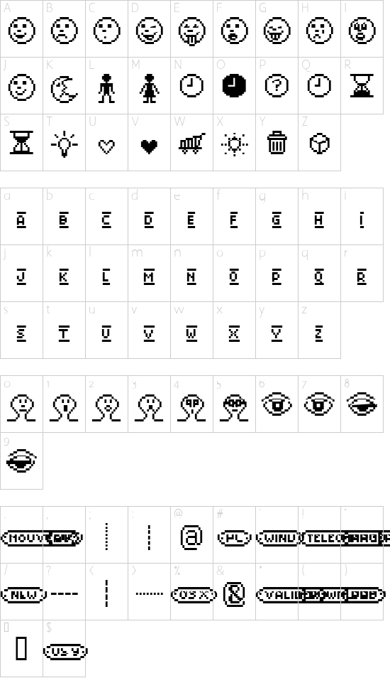 Mister Pixel 16 pt - ToolsOne font character map