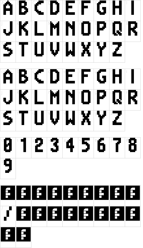 Mega Man Battle Network Regular font character map