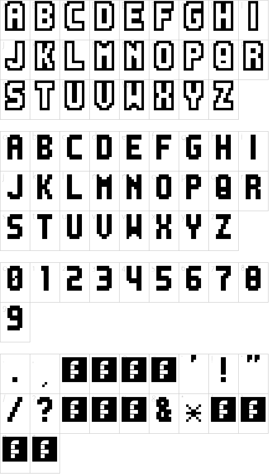 PKMN Pinball Regular font character map