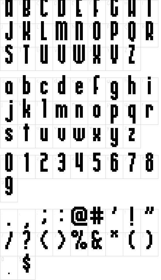 Relativity Regular font character map