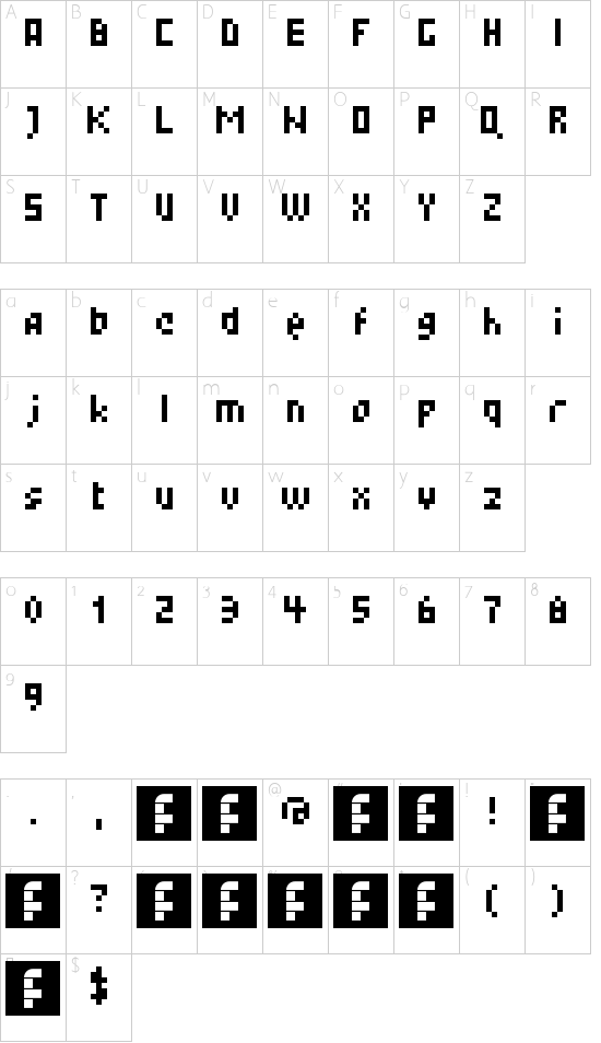 lest Regular font character map