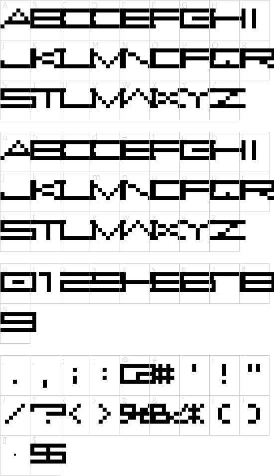 M37_FEEL THE BIT font character map