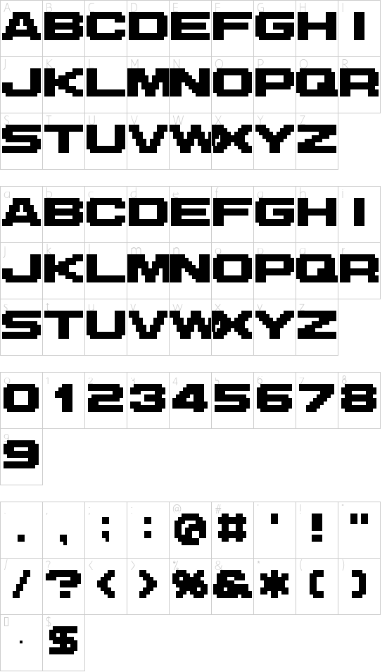 M42_FLIGHT 721 font character map