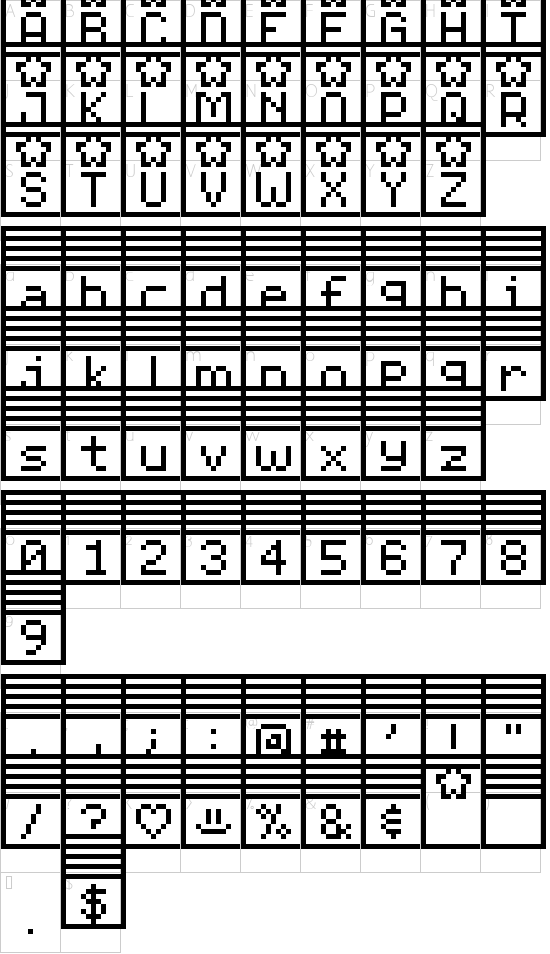 Pixelstars & Stripes Regular font character map
