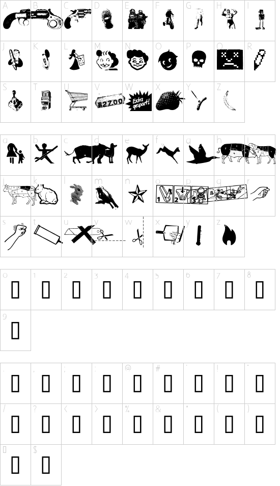 REconstructDing Regular font character map
