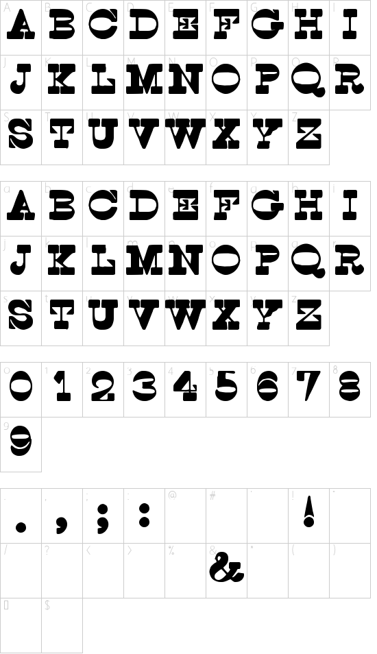 Spoghetti Western tfb font character map