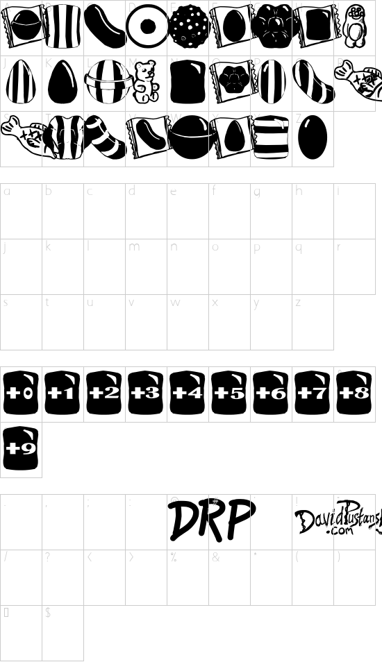 CRUSHED CANDY font character map