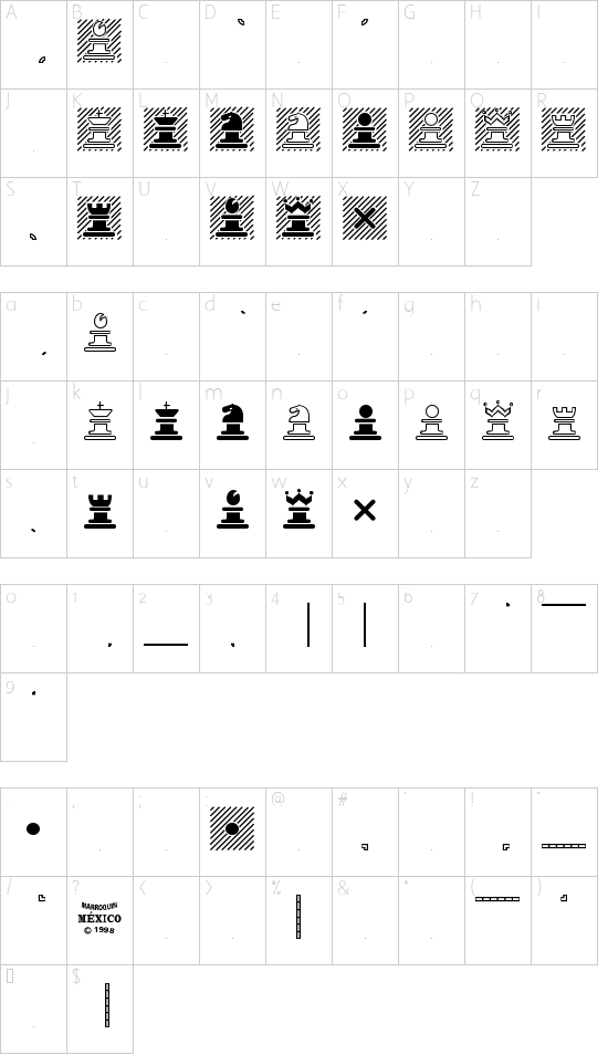 Chess Marroquin font character map