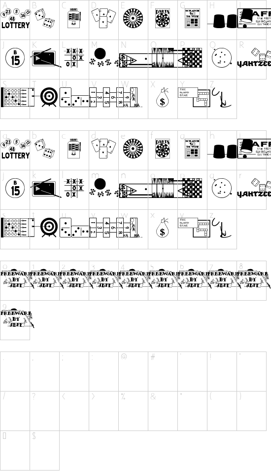 New font character map