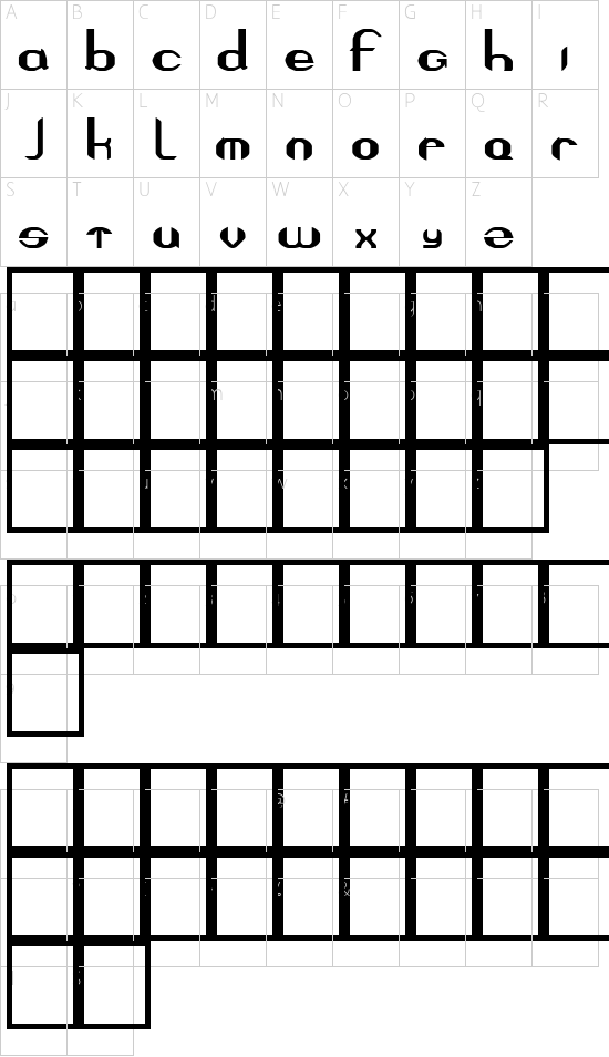 QUESTOR font character map