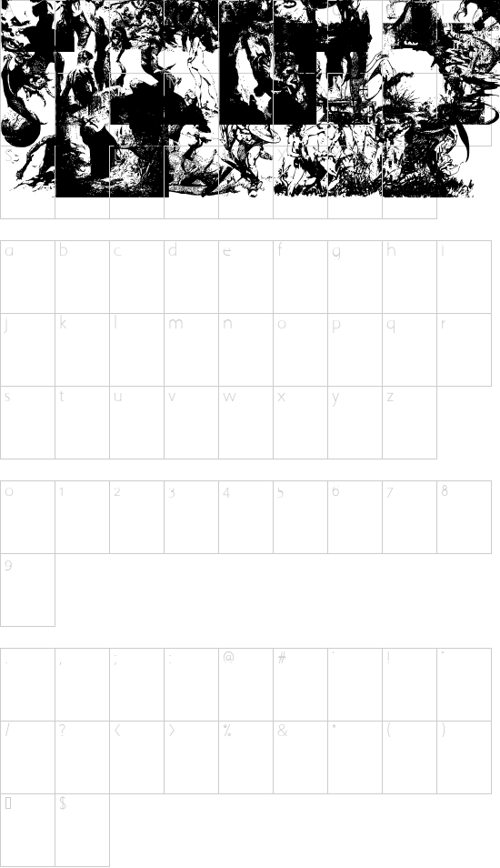 FrazettaBats1 font character map