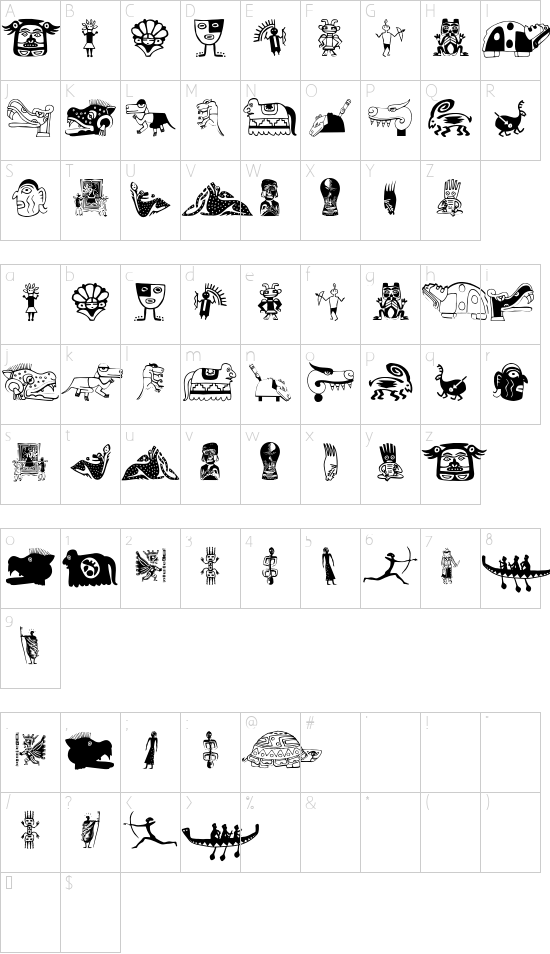 TribalisticaFigures font character map