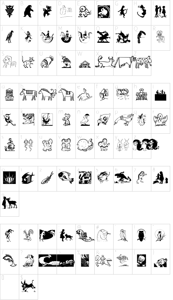 ChildrensDarlings font character map