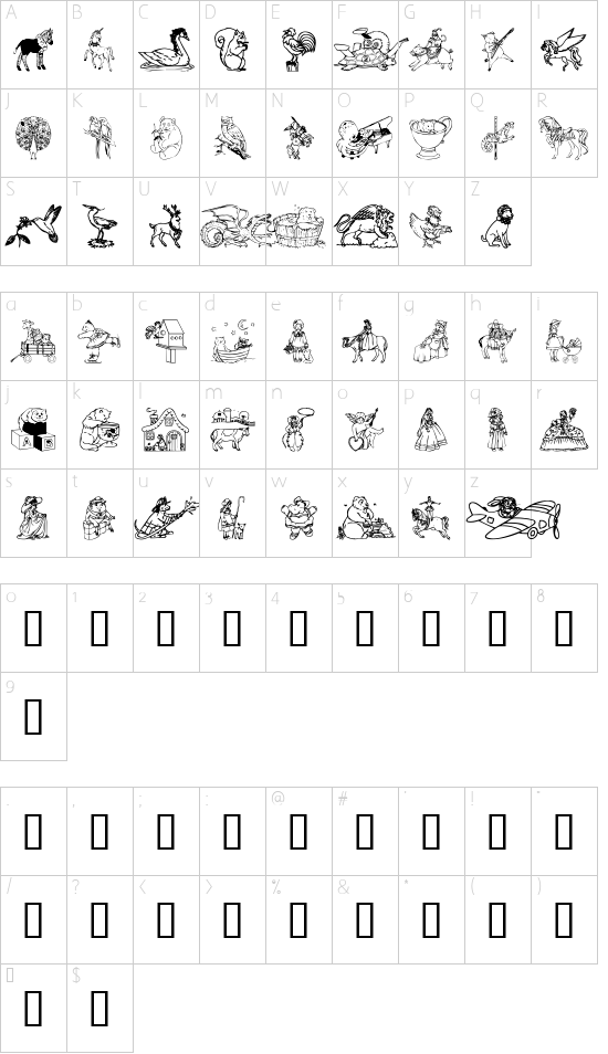 DingDelights font character map
