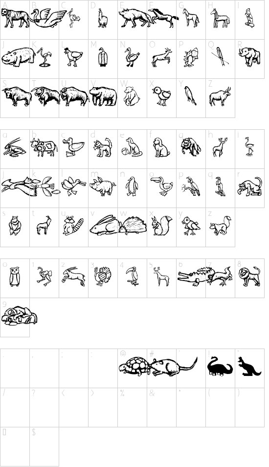 ZooWoodcutsM font character map