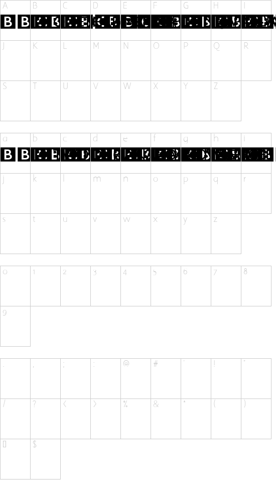 BBC Striped Channel Logos font character map