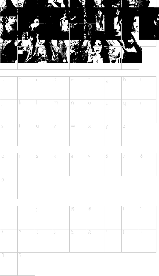 AmyBats1 font character map