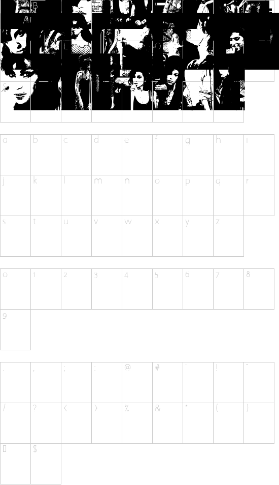 AmyBats2 font character map