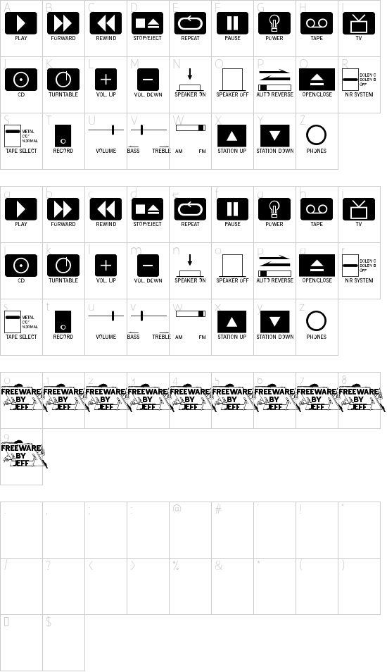 New font character map