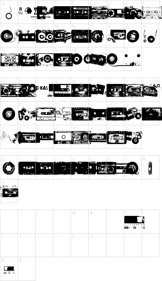 CKAS font character map