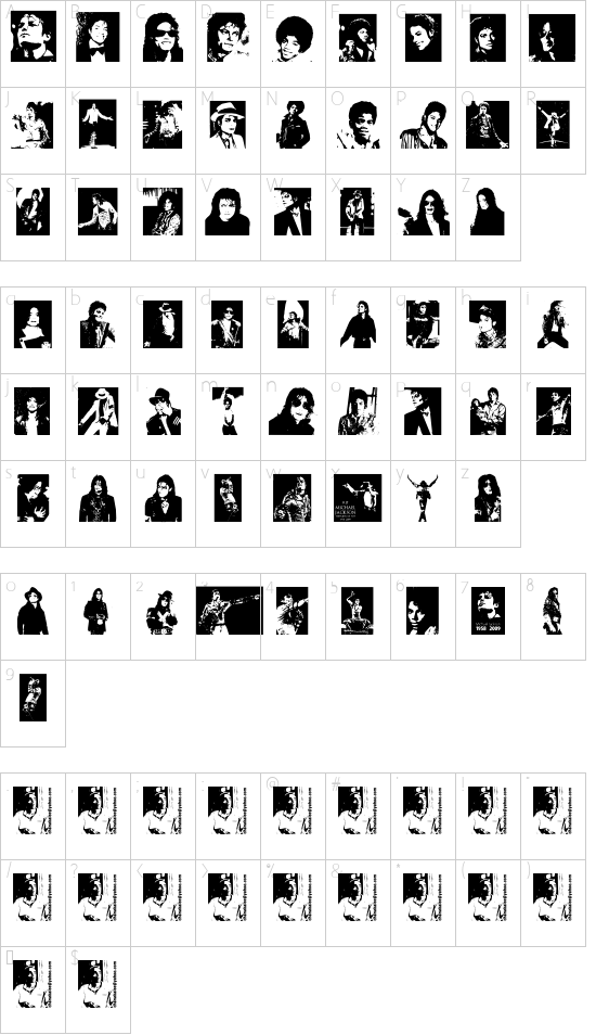 MJ The King of Pop font character map