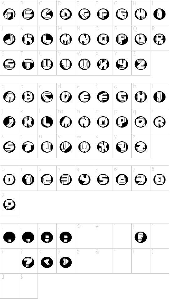 NeoPanButtons font character map