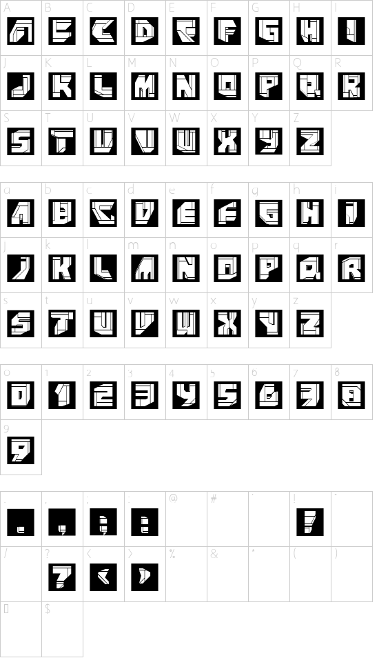 NeoPanSquares font character map