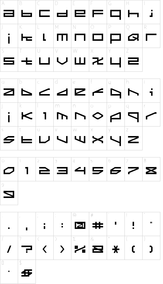 ltr-02:morbid vision font character map