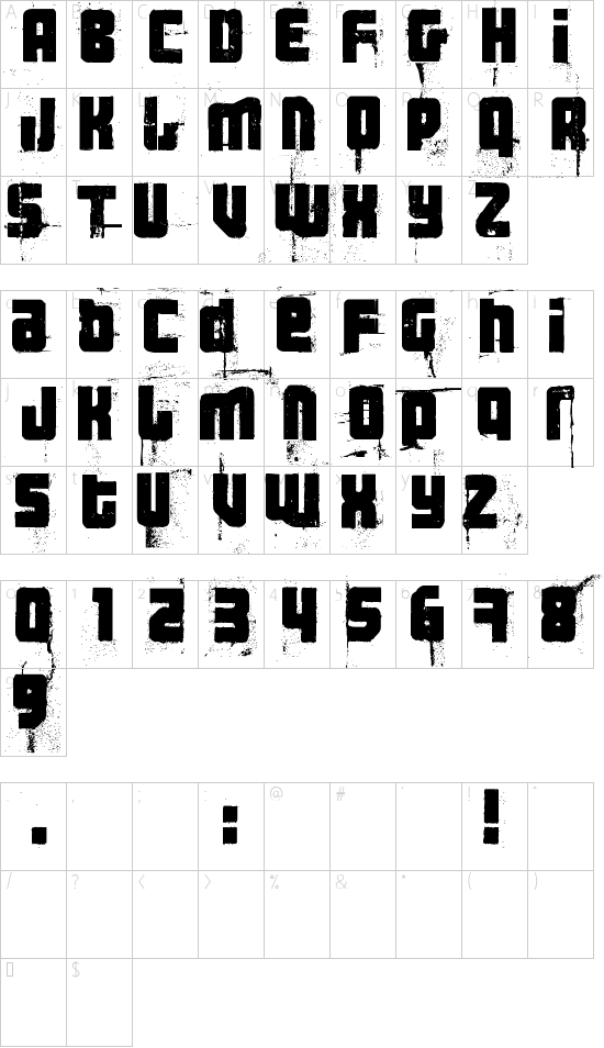 3 theHard way RMXfenotype font character map