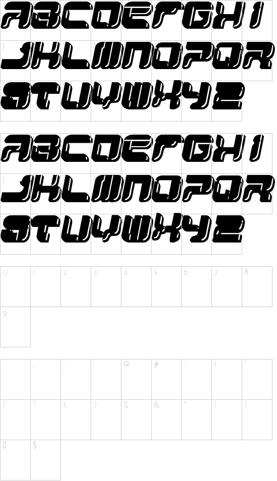 YUM YUM font character map
