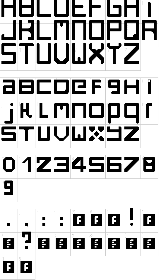 rzrarti Regular font character map