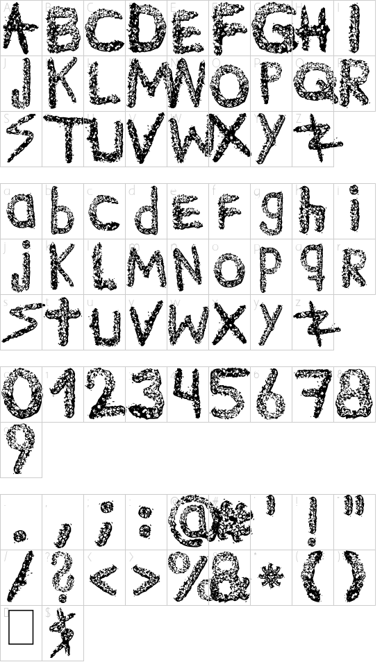 Ke$hanimal font character map