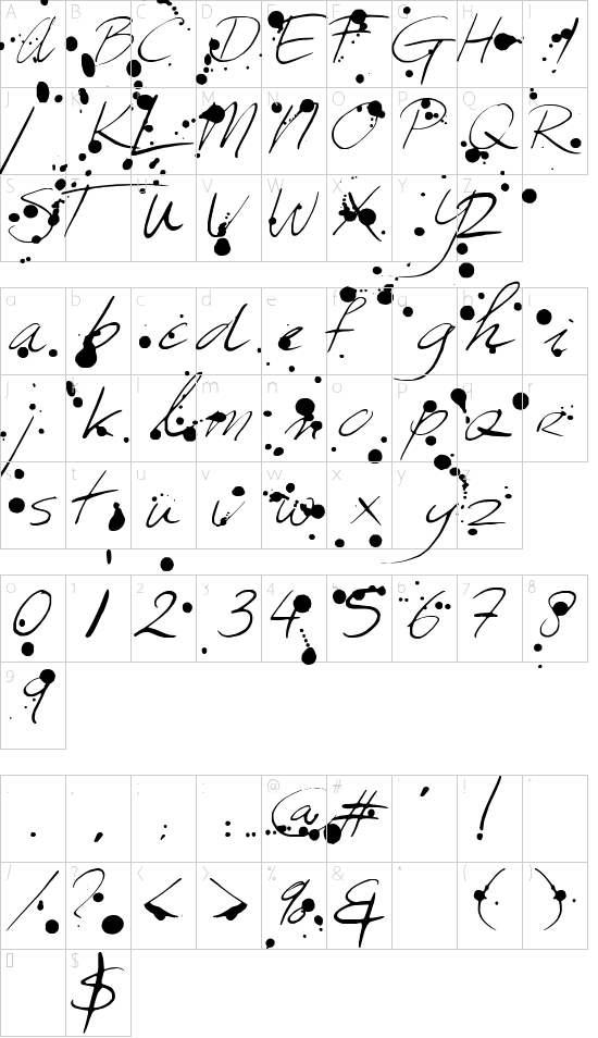 Leakage font character map