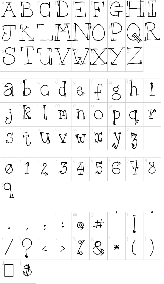 WS Serif font character map