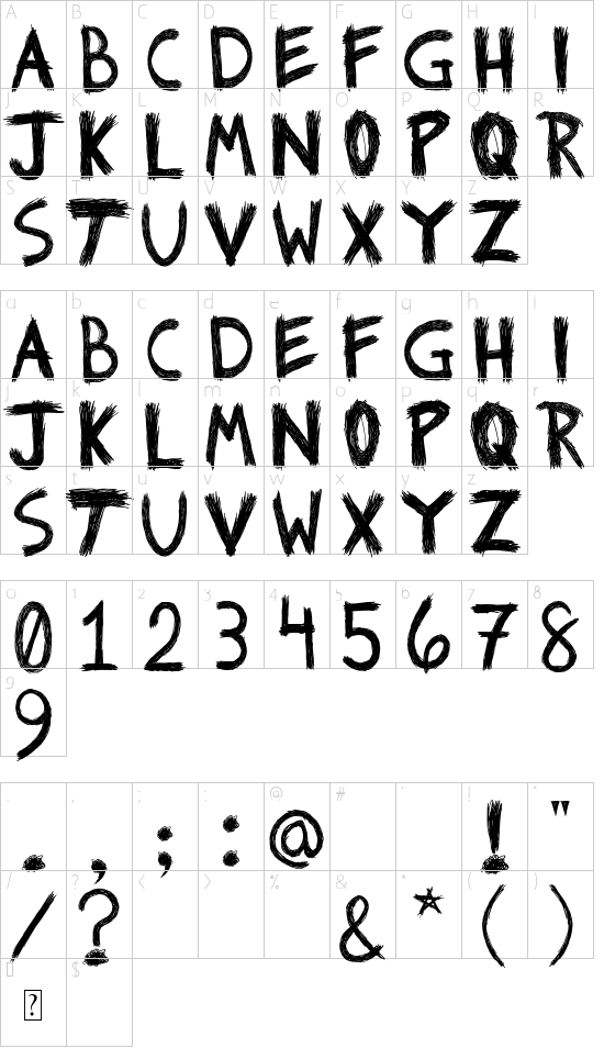 RIOT! font character map