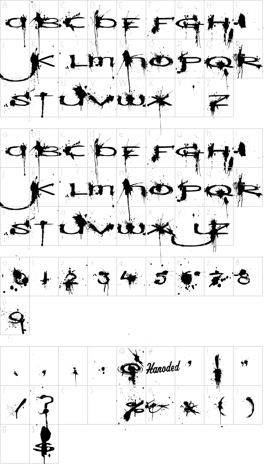 Windshield Massacre font character map