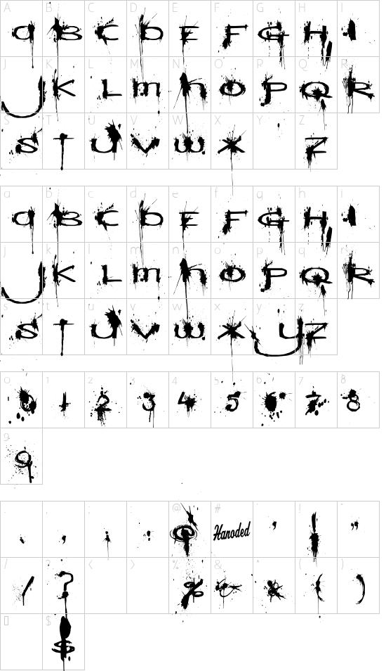 Windshield Massacre Condensed font character map