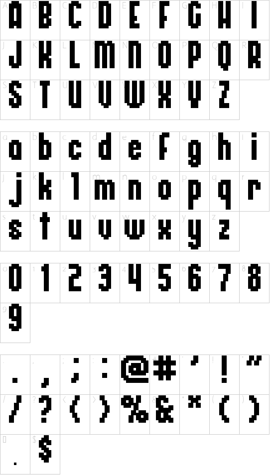 Relativity Short font character map