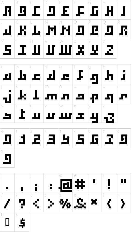 Squaropen Bold font character map