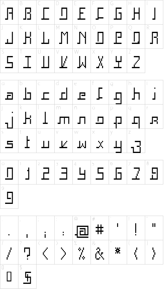 Squaropen Condensed font character map