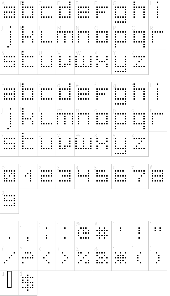 superpoint _square font character map