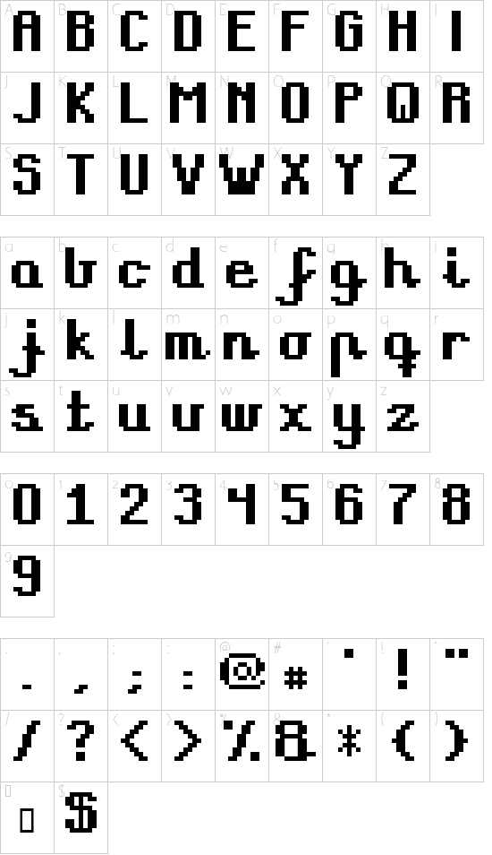Teachers Pet Bold font character map